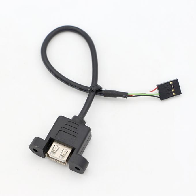 Custom Screw Lockiing Stud 1M 2M Female USB A Panel Mount to Dupont Connector Cable 4