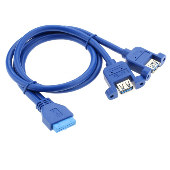 Dual Panel Mount USB 3.0 A Female to IDC 20 PIN Female PC Computer Case Motherboard Cable 1
