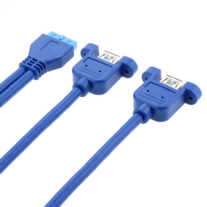 Dual Panel Mount USB 3.0 A Female to IDC 20 PIN Female PC Computer Case Motherboard Cable 3