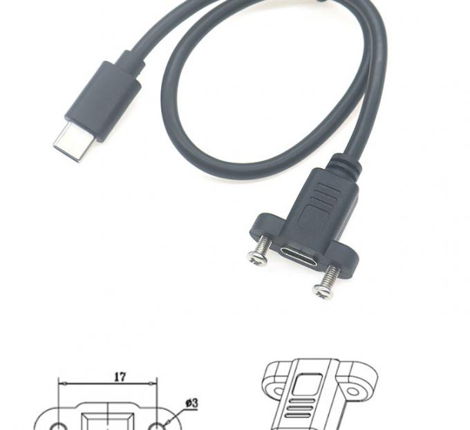 30cm 50cm Screw Panel Mount Male to Female USB Type C 3.1 Extension Cable 2