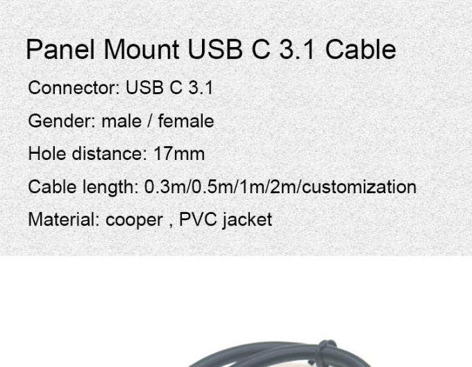 30cm 50cm Screw Panel Mount Male to Female USB Type C 3.1 Extension Cable 1