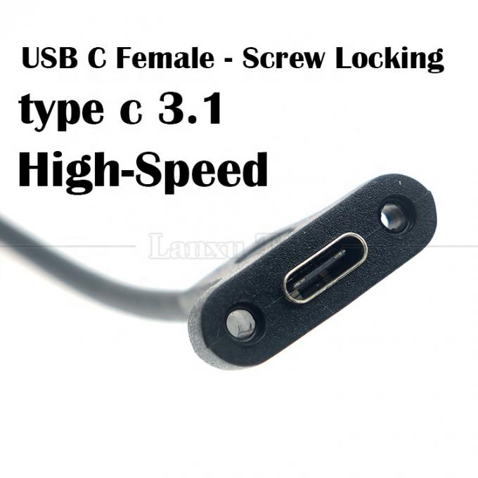10Gbps 0.3m 1m Male to Female Type C 3.1 Panel Mount Screw Locking Hole USB Extension Cable 4