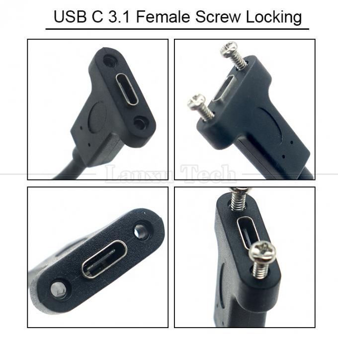 10Gbps 0.3m 1m Male to Female Type C 3.1 Panel Mount Screw Locking Hole USB Extension Cable 2