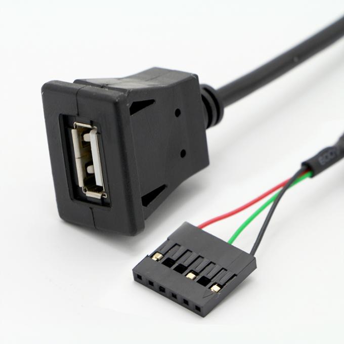 1M 2M 3M Snap in USB Socket Panel Mount Cable with 6 Wires Dupont Terminal 2