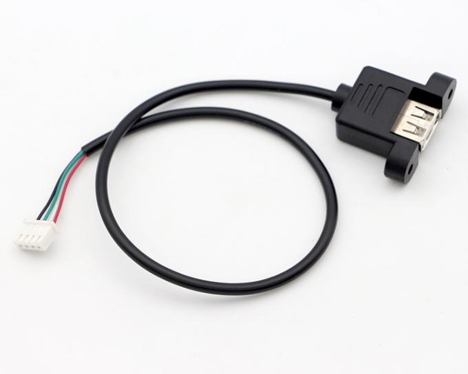 Custom Screw Locking Stud Female Panel Mount USB 2.0 Type A to JST XH PH SH Assembly Cable 2