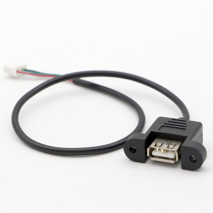 Custom Screw Locking Stud Female Panel Mount USB 2.0 Type A to JST XH PH SH Assembly Cable 5