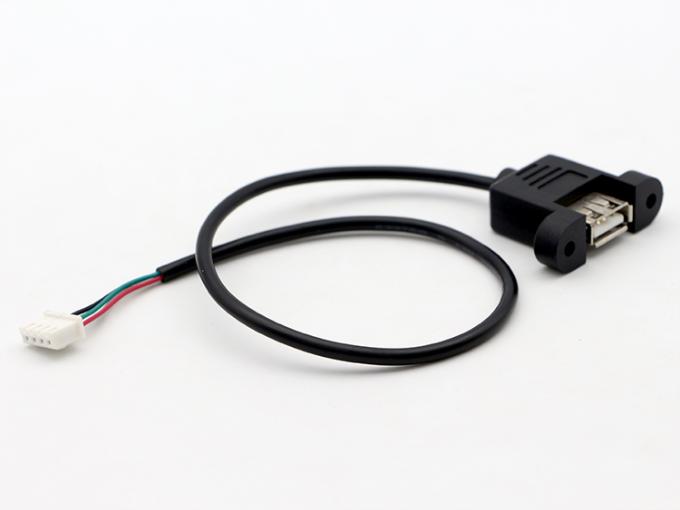 Custom Screw Locking Stud Female Panel Mount USB 2.0 Type A to JST XH PH SH Assembly Cable 6