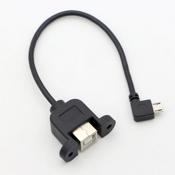 Custom Screw Locking 90 Degree Angle Micro B Male USB 2.0 Type B Female Panel Mount Extension Cable 4