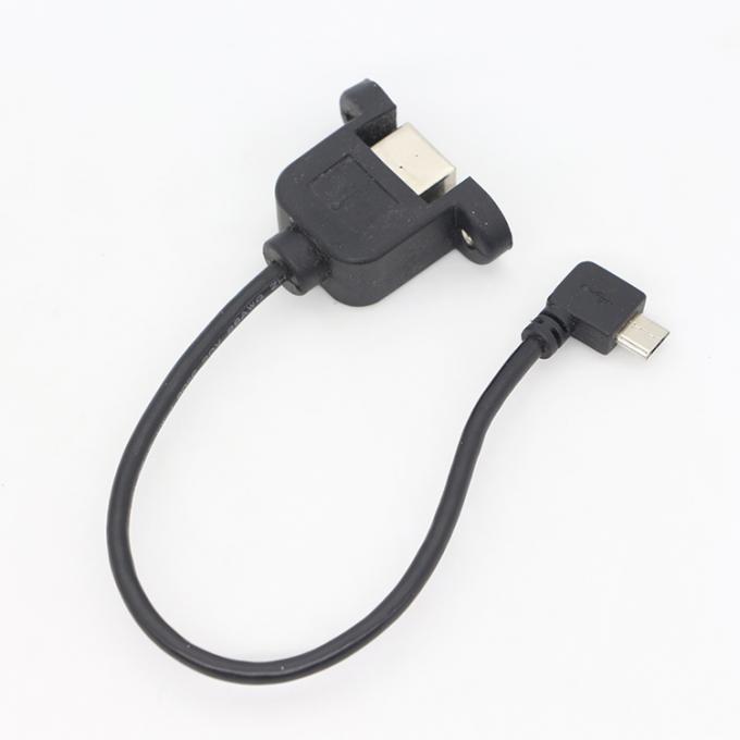 Custom Screw Locking 90 Degree Angle Micro B Male USB 2.0 Type B Female Panel Mount Extension Cable 5
