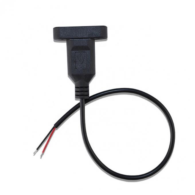 Custom Panel Mount USB A Female to Bare Wire Tinned Open End Cable 1