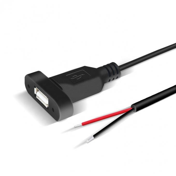 Custom Panel Mount USB A Female to Bare Wire Tinned Open End Cable 5