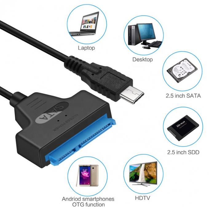 High Speed 5Gbps SDD HDD Hard Drive 2.5 Inch USB Type C 3.1 to Sata Adapter Cable 4