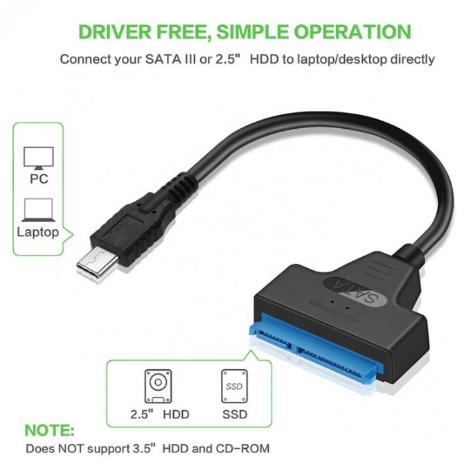 High Speed 5Gbps SDD HDD Hard Drive 2.5 Inch USB Type C 3.1 to Sata Adapter Cable 3