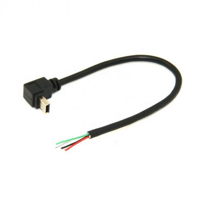 90 Degree Up Down Left Right Angle Mini USB to Stripped Bare Wire Open End Pigtail Cable 6
