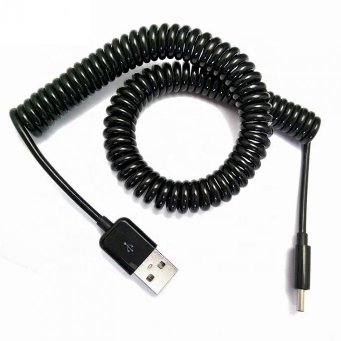 Custom Retractable 1M 2M 3M Data Charging Spiral Coiled Mini USB 5 PIN to USB Charger Cable 0