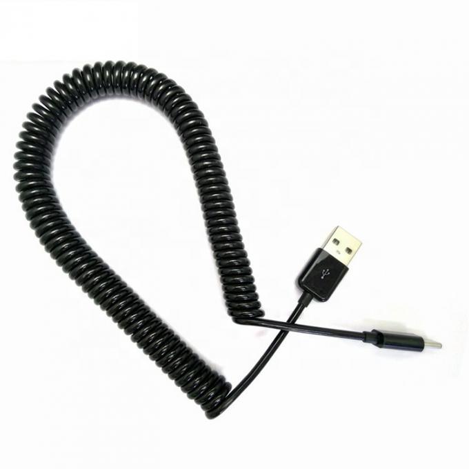 Custom Retractable 1M 2M 3M Data Charging Spiral Coiled Mini USB 5 PIN to USB Charger Cable 4