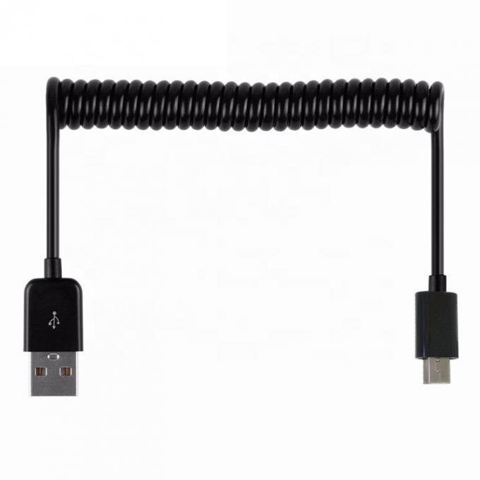 Custom Retractable 1M 2M 3M Data Charging Spiral Coiled Mini USB 5 PIN to USB Charger Cable 2
