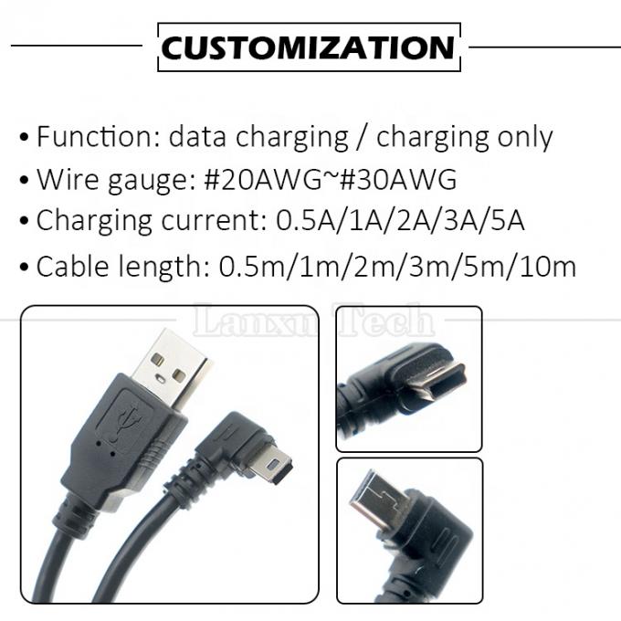 Customization 90 Degree Left Angle USB A Male To MINI 5P USB Cable for PS3 Controller Camera 1