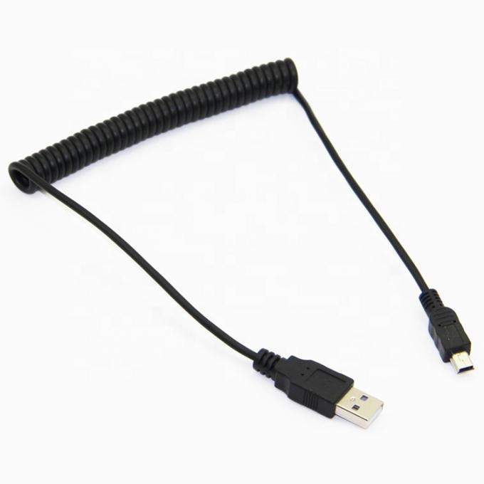 High Quality Spring Coiled Data Charging Mini USB 2.0 Extension Charger Cable for Camera PS3 Camera 2