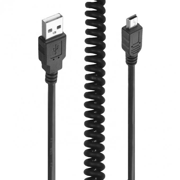 High Quality Spring Coiled Data Charging Mini USB 2.0 Extension Charger Cable for Camera PS3 Camera 5