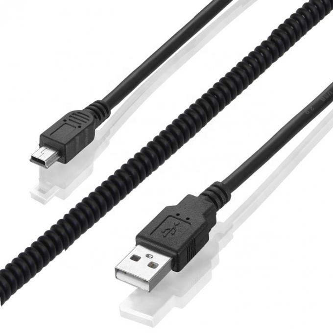 High Quality Spring Coiled Data Charging Mini USB 2.0 Extension Charger Cable for Camera PS3 Camera 4