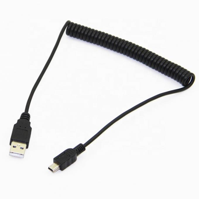 High Quality Spring Coiled Data Charging Mini USB 2.0 Extension Charger Cable for Camera PS3 Camera 7