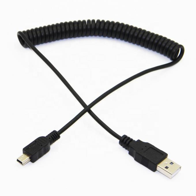 High Quality Spring Coiled Data Charging Mini USB 2.0 Extension Charger Cable for Camera PS3 Camera 6