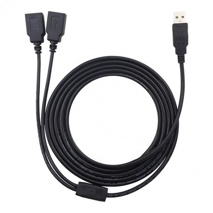 Custom OEM 2m 1 Male to 2 Female Y USB Splitter Cable for Charging 2