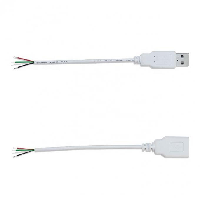 Custom 1m 2m 3m White USB A Male to Open End Tinned Wire Breakout Extension Cable 2