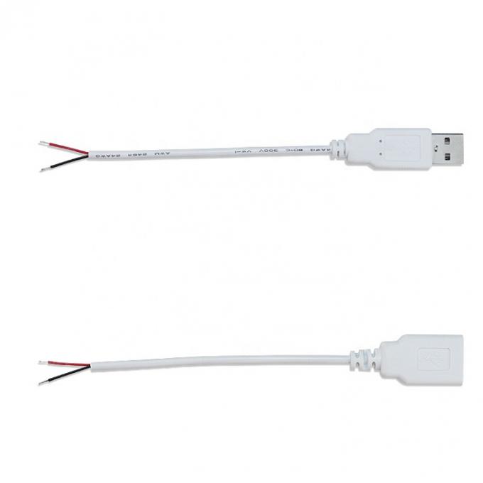 Custom 1m 2m 3m White USB A Male to Open End Tinned Wire Breakout Extension Cable 1