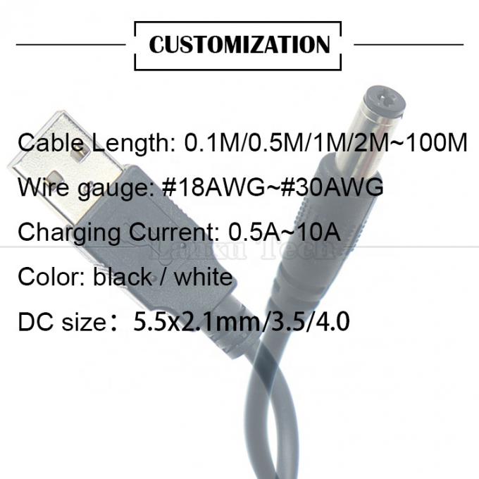 1m 3m 5m 10m 1A 2A 5A USB A Male to DC 5.5x2.1mm 3.5 1.35 4.0 1.7 Barrel Jack Power Charger Cable for LED CCTV Camer 6