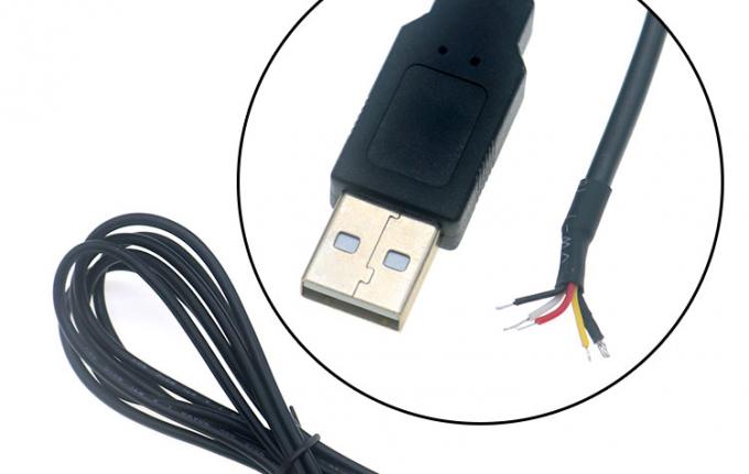 Shield USB A Male to 4 Bare Wires Open End Pigtail Cable 6