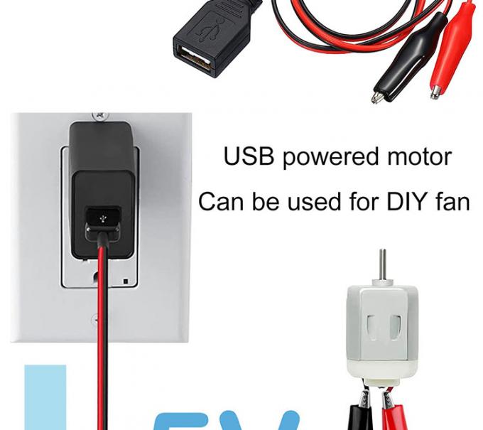Male Female USB Connector to Dual Copper Crocodile Clamps Alligator Clips Test Leads Wire Adapter Cable for Electrical Circuit 4