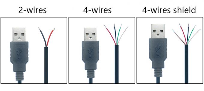 Custom USB 2.0 Type A Male To Stripped Tinned  2 3 4 Wires Open End Pigtail Data Charging Cable 1