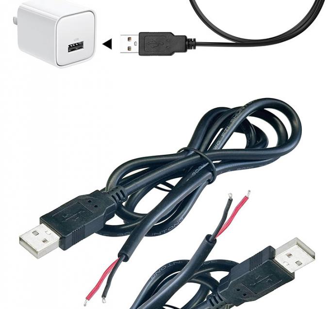 5V USB to Open Stripped Tinned Bare Wires End Pigtail Power Charger Cable for LED Strip Light Lamp 7