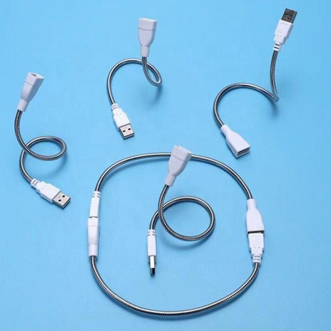 Flexible Metal Stainless Hose Male to Female USB Charging Extension Adapter Cable for Led Light Fan 0