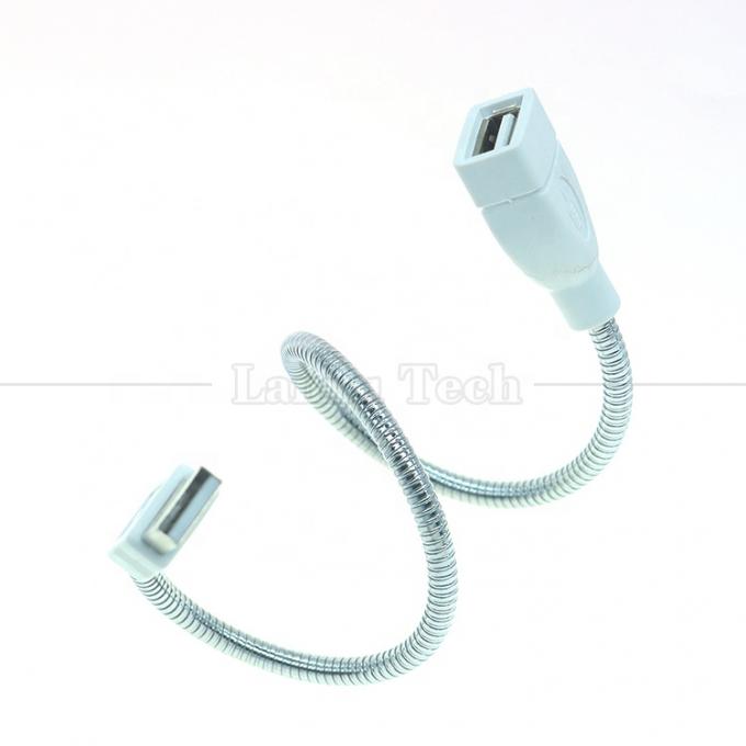 Flexible Metal Stainless Hose Male to Female USB Charging Extension Adapter Cable for Led Light Fan 3