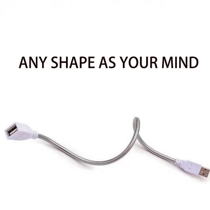 Flexible Metal Stainless Hose Male to Female USB Charging Extension Adapter Cable for Led Light Fan 5