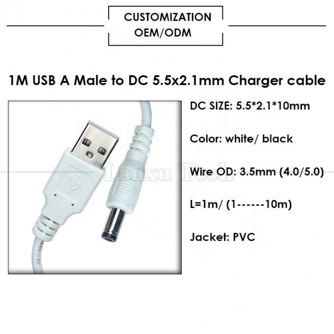 USB A Male to 2.1x5.5mm DC Barrel Jack Connector Power Charging Cable for Router Speaker 2