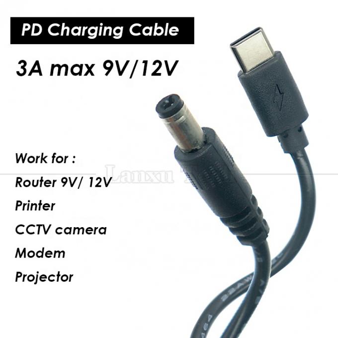 PD Charging 3A 9V 12V 15V 20V USB Type C to DC 5.5x2.1mm Jack Adapter Converter Cable for Wifi Router Modem Projector Camera 0