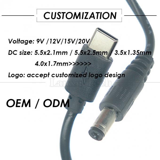 PD Charging 3A 9V 12V 15V 20V USB Type C to DC 5.5x2.1mm Jack Adapter Converter Cable for Wifi Router Modem Projector Camera 5