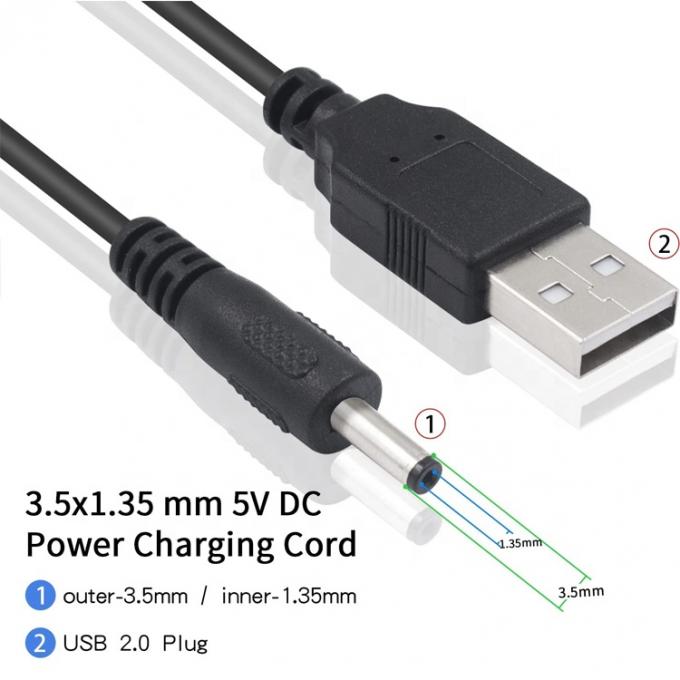 1 Meter USB Male to DC Barrel Jack 3.5mm 1.35mm Power Charger Cable for Router Speaker 4