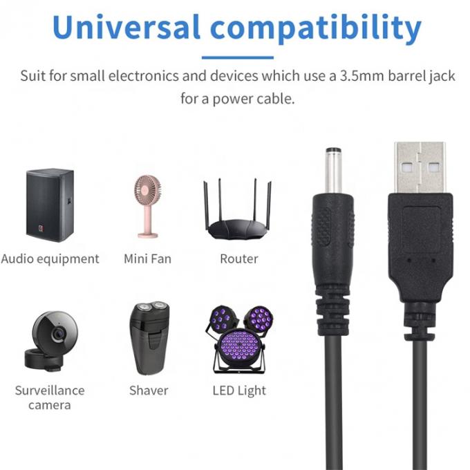 1 Meter USB Male to DC Barrel Jack 3.5mm 1.35mm Power Charger Cable for Router Speaker 5