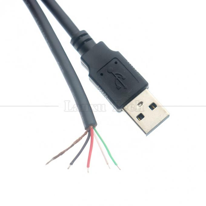 Custom Shield USB 2.0 A Male to Stripped Wires Open End Pigtail Cable 4