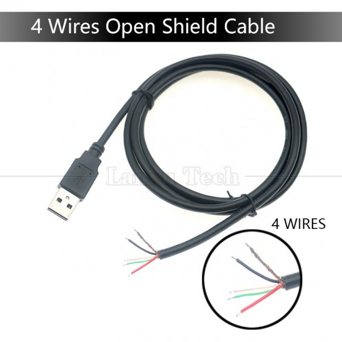 Custom USB 2.0 Type A Male To Stripped Tinned  2 3 4 Wires Open End Pigtail Data Charging Cable 7