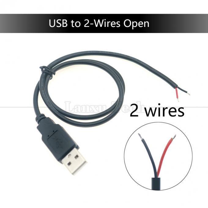 Custom USB 2.0 Type A Male To Stripped Tinned  2 3 4 Wires Open End Pigtail Data Charging Cable 9