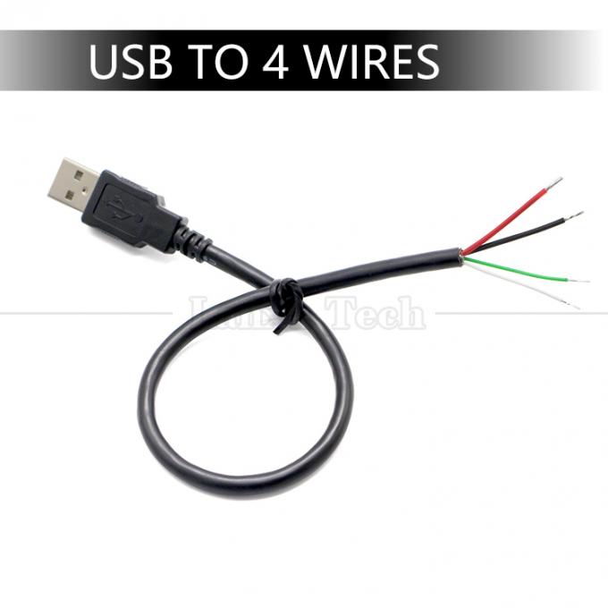 Custom USB 2.0 Type A Male To Stripped Tinned  2 3 4 Wires Open End Pigtail Data Charging Cable 8