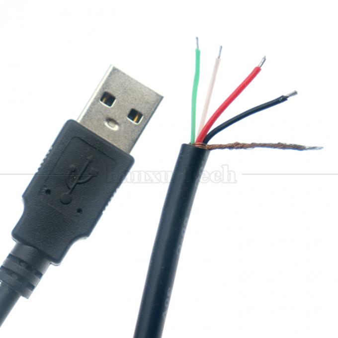 Custom Manufacture USB A Male to Stripped Bare Wire Open End Pigtail Cable 3