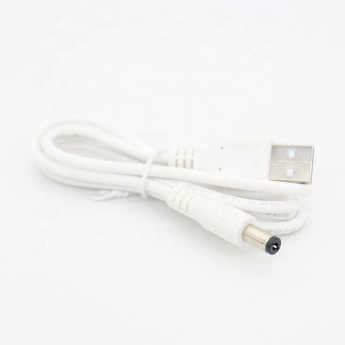White 1M 5V USB 2.0 A Male To DC Barrel Jack 5.5X2.1mm Power Charger Cable 2