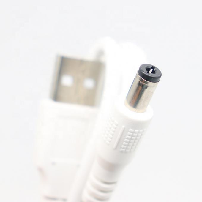 White 1M 5V USB 2.0 A Male To DC Barrel Jack 5.5X2.1mm Power Charger Cable 4